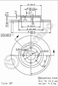 Brembo Brake Disc (front - 257 mm) Alfa 145, 146, 155