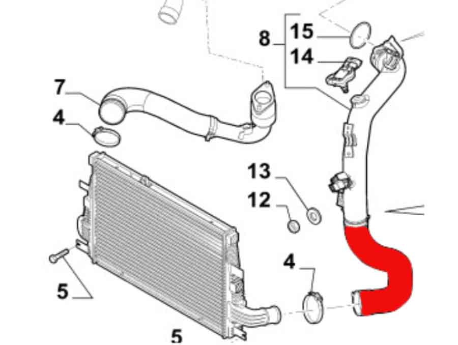 Lower turbo hose left Alfa 159, Brera, Spider 2.0 JTDM 20V