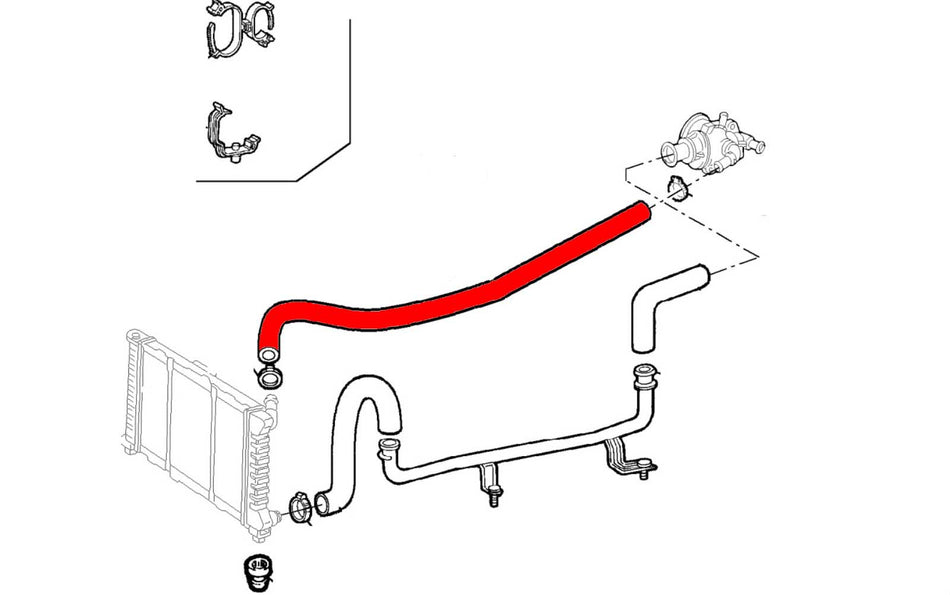 Upper Radiator Hose Alfa 166 2.5, 3.0, 3.2 V6 24V