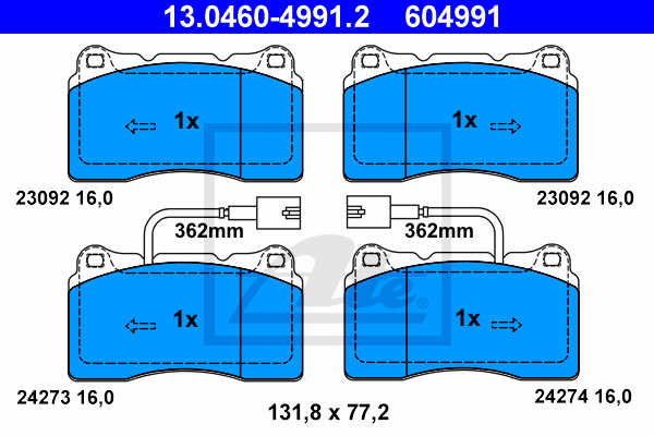 Zavorne ploščice ATE (spredaj - za 330 mm) Alfa 147, 156, GT