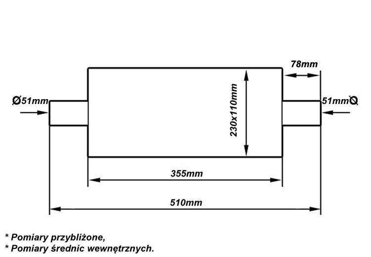 TurboWorks 51mm 409 Stainless Steel Middle Silencer 1-1