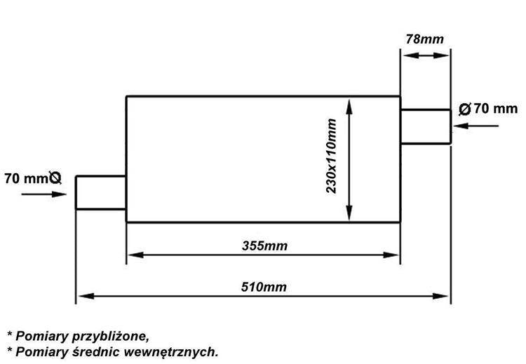 Srednji lonac TurboWorks 70 mm nehrđajući čelik 409 1/1 izlaz