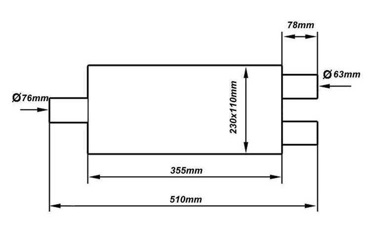TurboWorks middle pot 76-63.5 mm 304 stainless steel 1-2 out y-pipe