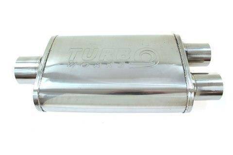 TurboWorks Mid Muffler 57-51mm Stainless Steel 304 1-2 Outlet Y-Pipe